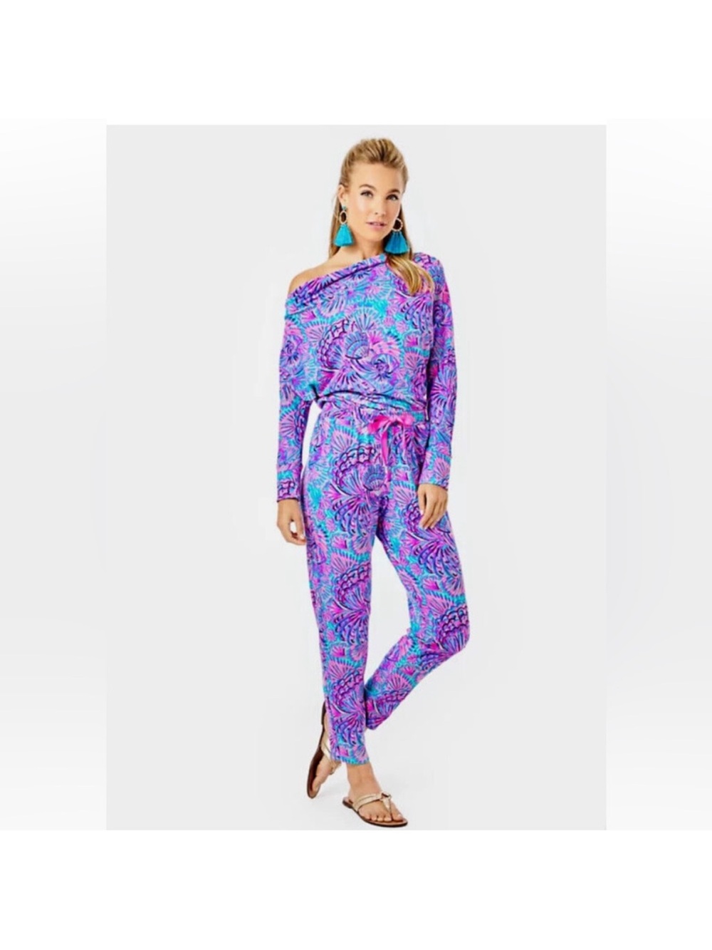 Sheets One Shoulder Jumpsuit in Purple & Blue Lilly Pulitzer